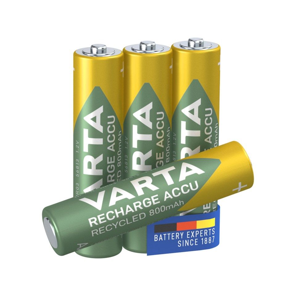 Varta Recharge Recycled AAA-batterier 800 mAh 4-pk.