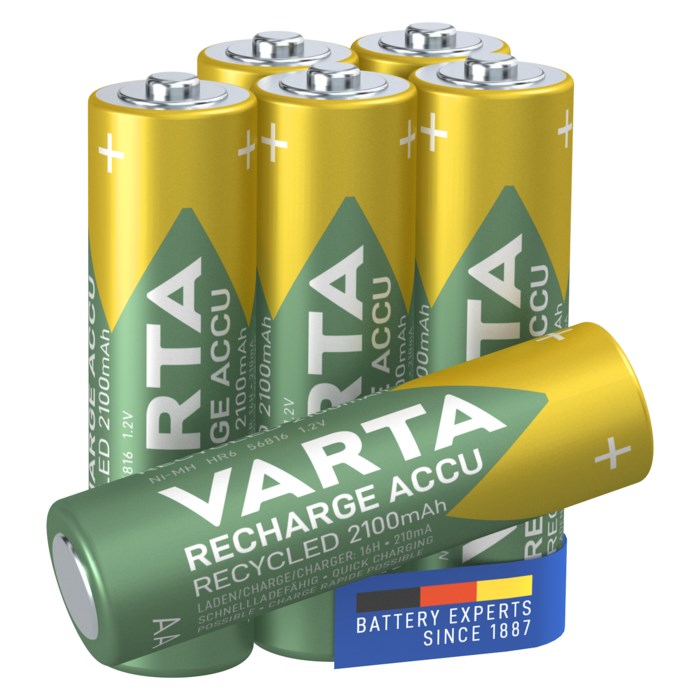 Varta Recharge Recycled AA-batterier 2100 mAh 6-pack