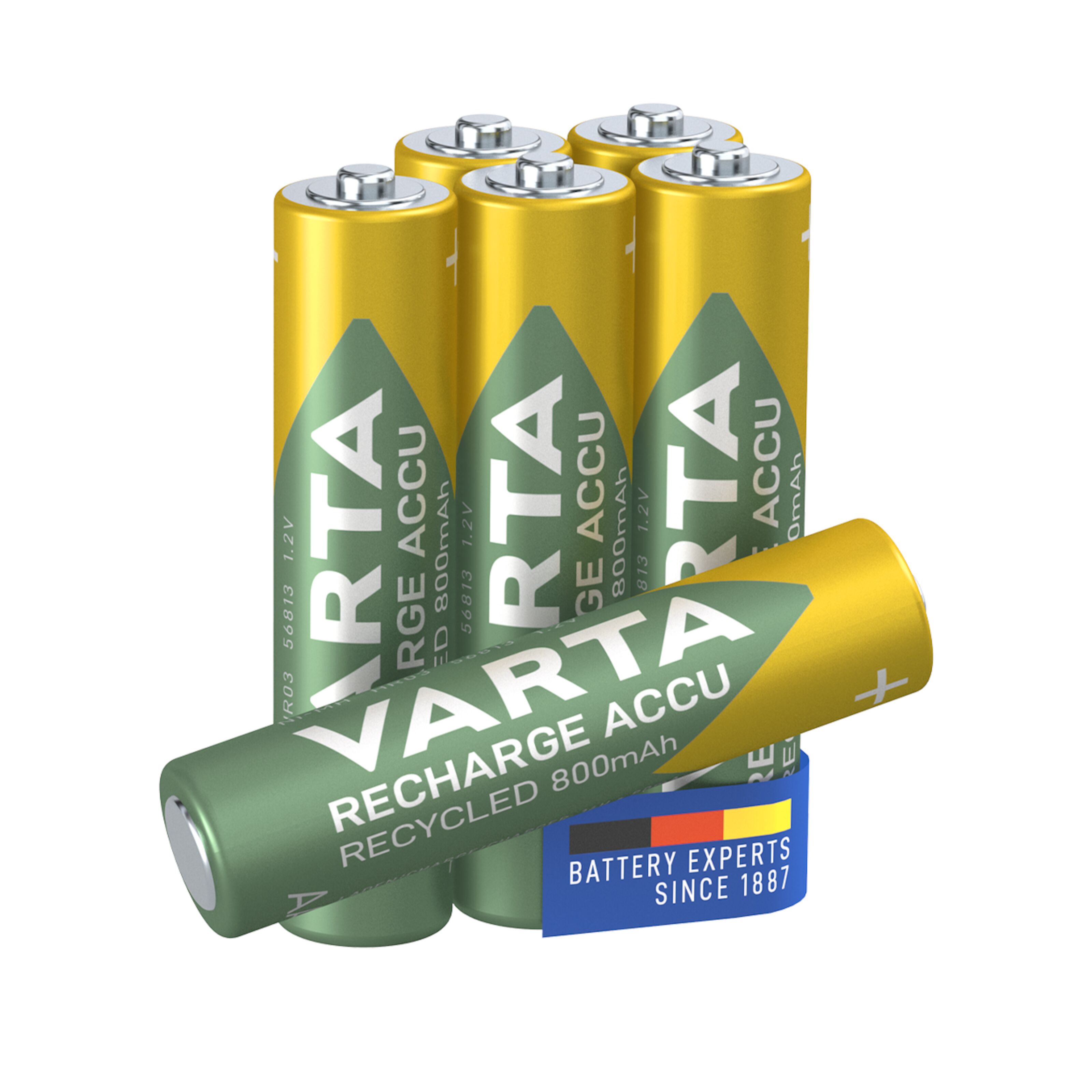 Varta Recharge Recycled AAA-batterier 800 mAh 6-pk.