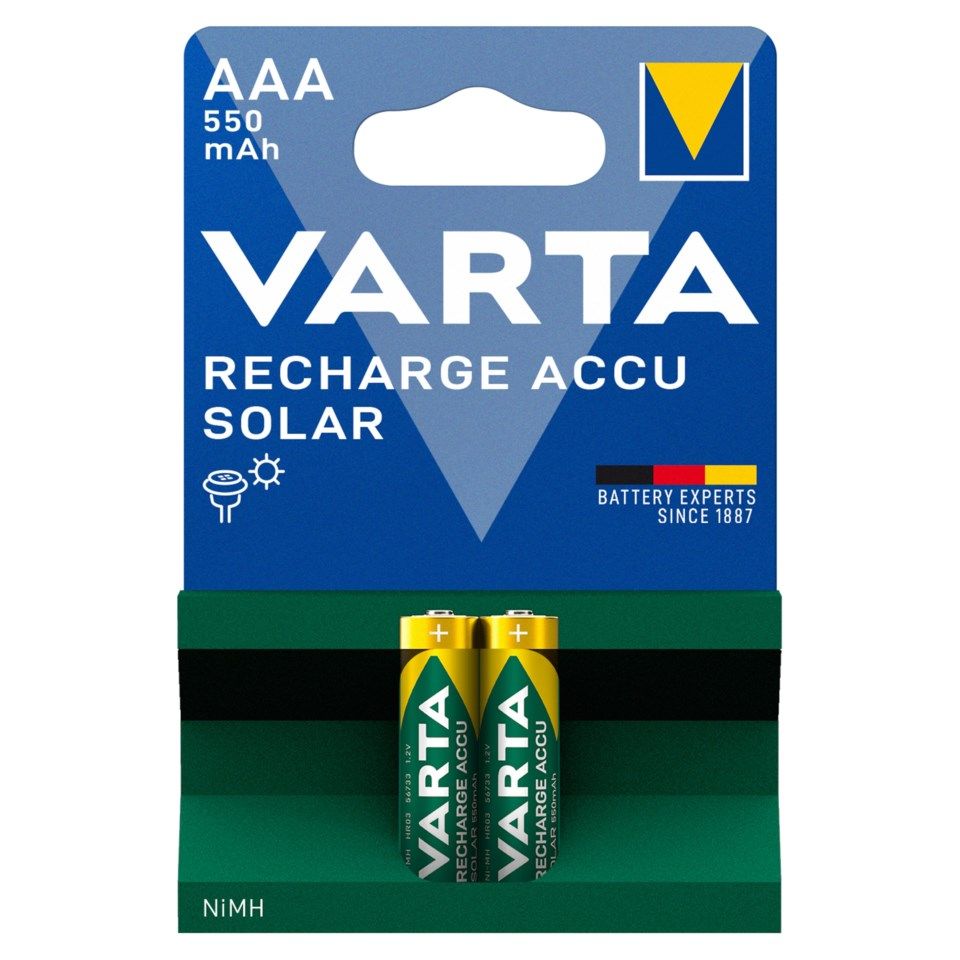 Varta Solar laddningsbara AAA-batterier 550 mAh 2-pack