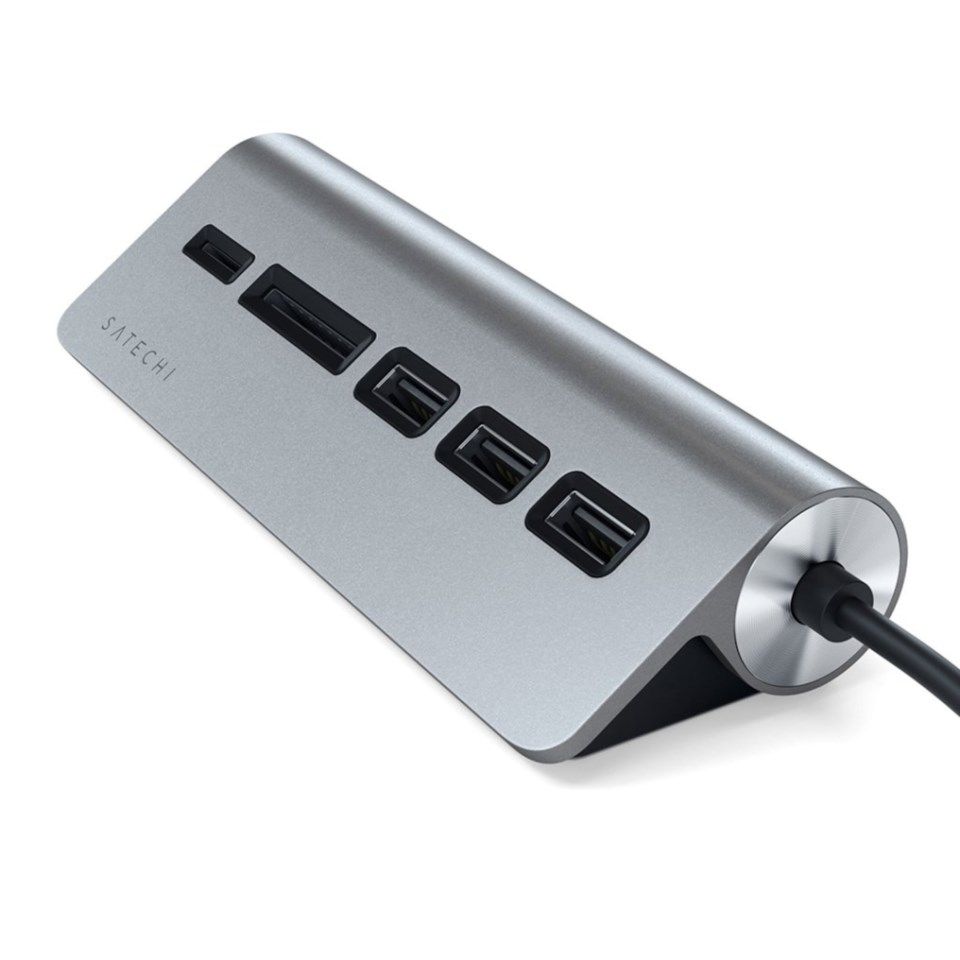 Satechi USB-C-hubb & Minneskortläsare Space Grey