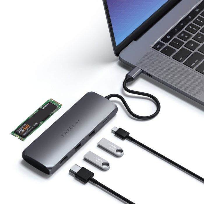 Satechi USB-C Multiadapter med SSD-plats Space gray