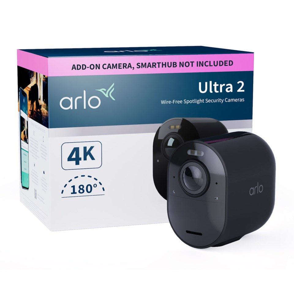 Arlo Ultra 2 Spotlight Ekstra overvåkingskamera 1-pk. Svart
