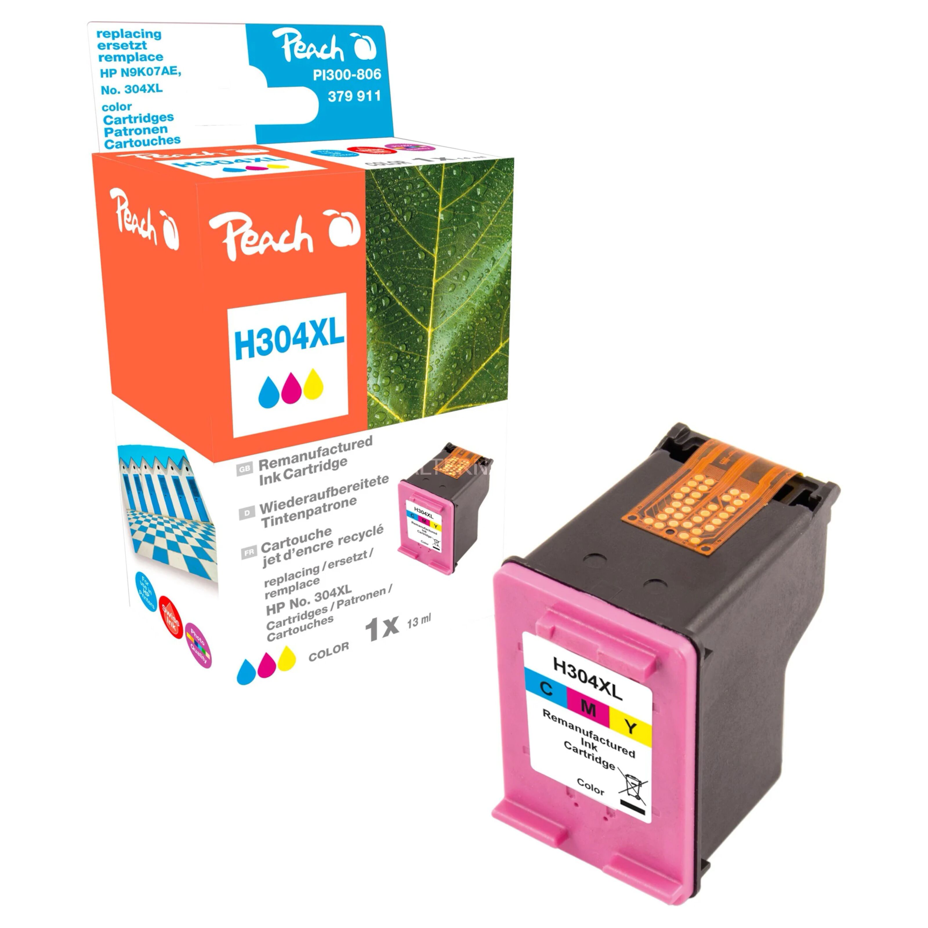 Peach Blekkpatron tilsvarer HP 304XL - Farge