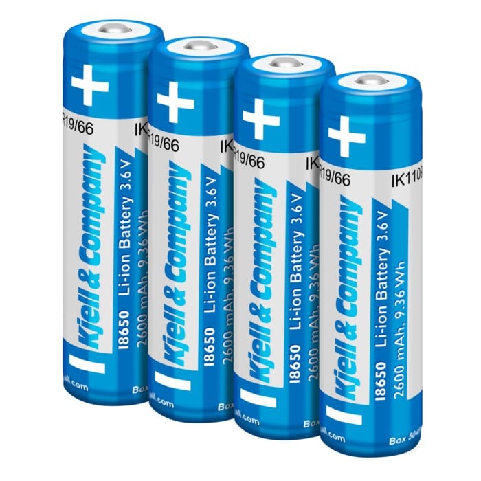 Kjell & Company 18650 Li-ion-batteri 3,6 V 2600 mAh 4-pack