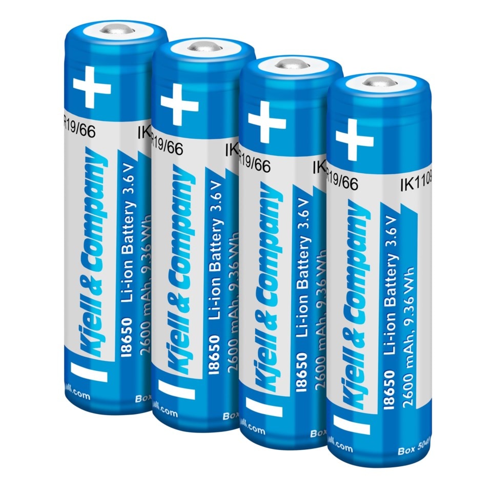 Kjell & Company 18650 Li-ion-batteri 3,6 V 2600 mAh 4-pack