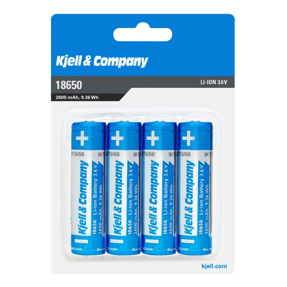 Kjell & Company 18650 Li-ion-batteri 3,6 V 2600 mAh 4-pack