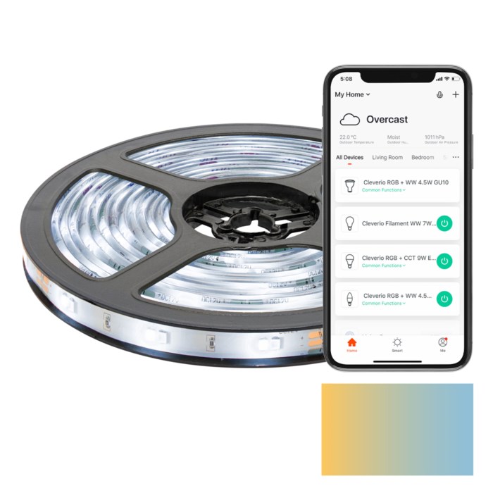 Cleverio Smart LED-list - hvit 5 m