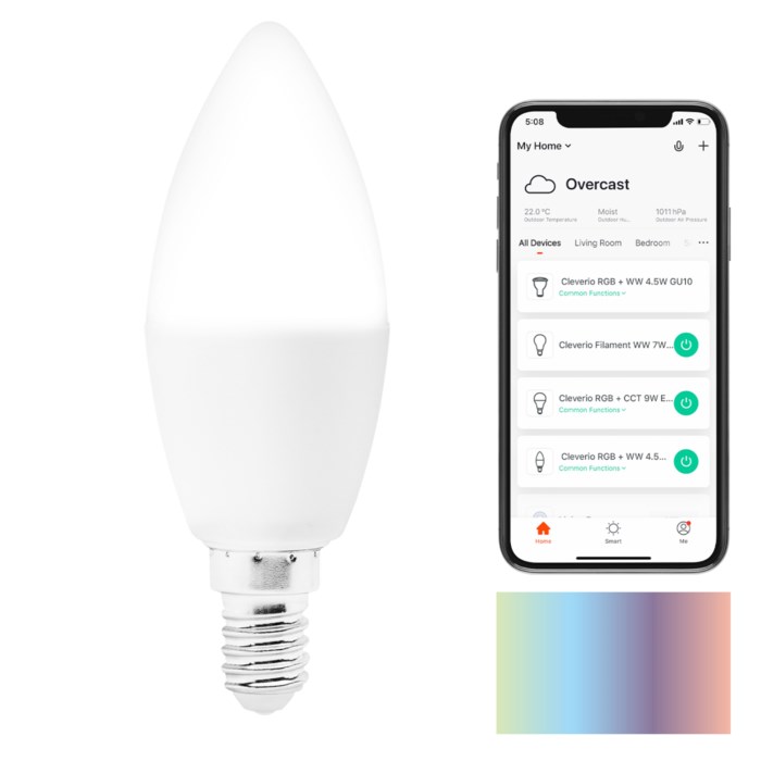 Cleverio Smart E14 RGB LED-lampa 470 lm