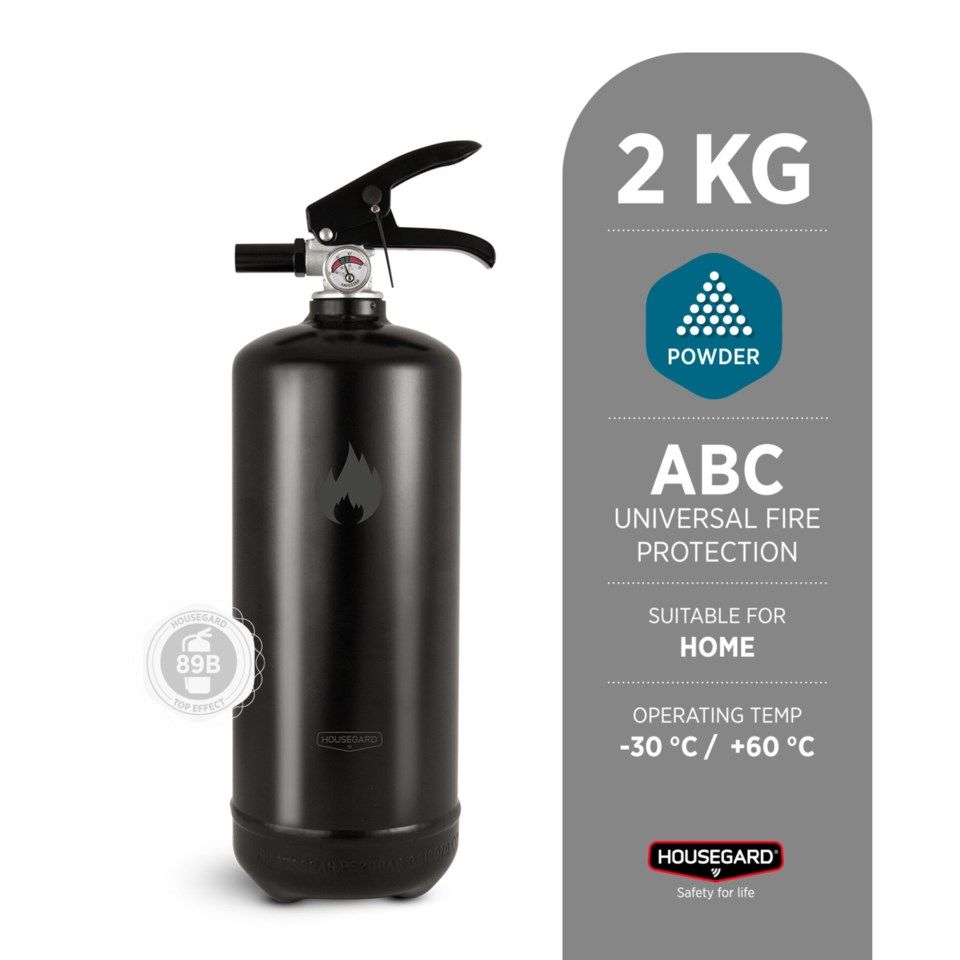 Housegard Brandsläckare Design Edition med pulver 2 kg Svart Svart