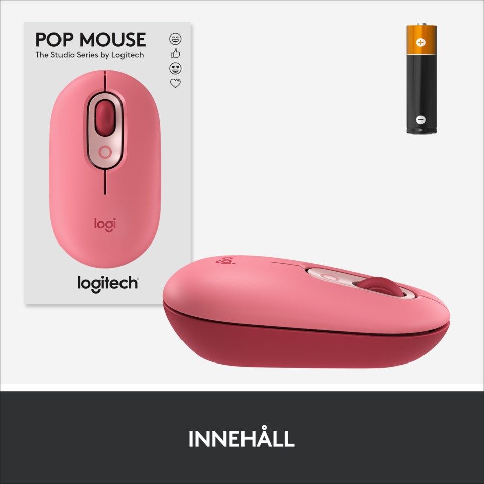 Logitech Pop Mouse Trådlös datormus Heartbreaker Rose