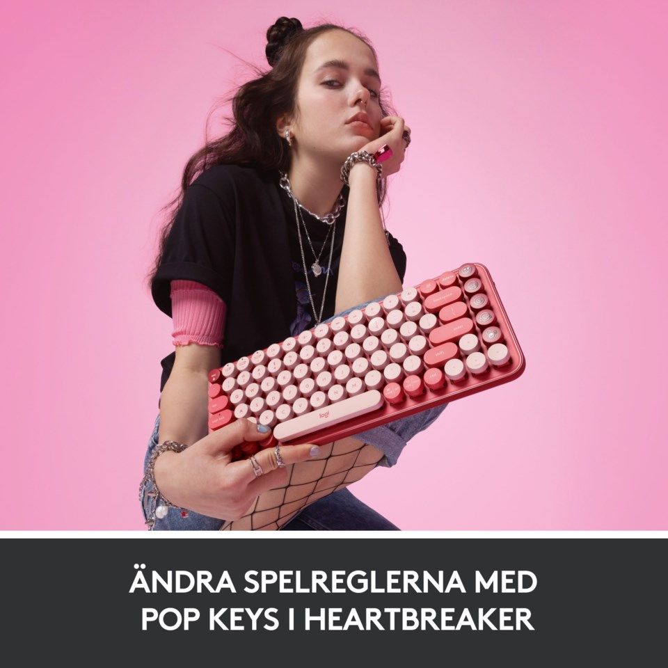 Logitech Pop Keys Trådlöst mekaniskt tangentbord Heartbreaker Rose