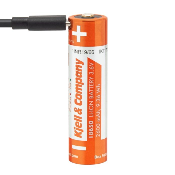 Kjell & Company 18650 Li-ion-batteri med USB-C 2600 mAh