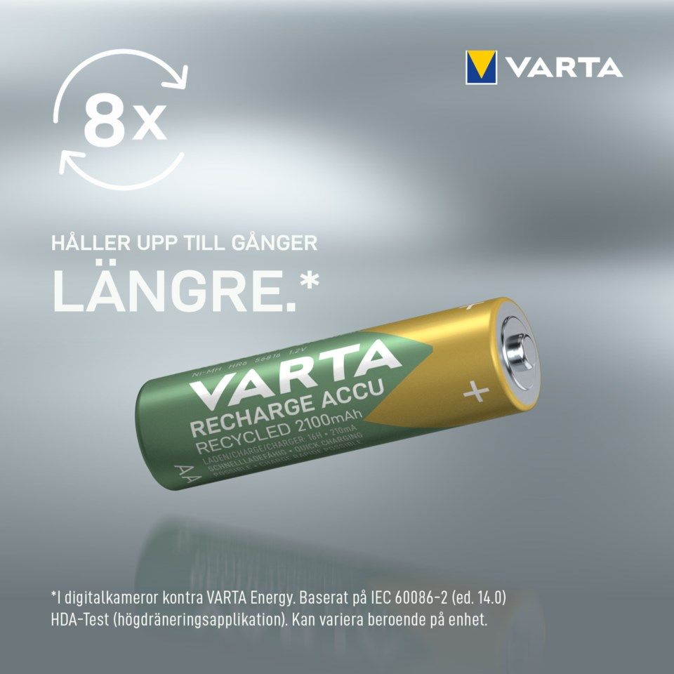 Varta Recharge Recycled AA-batterier 2100 mAh 6-pack
