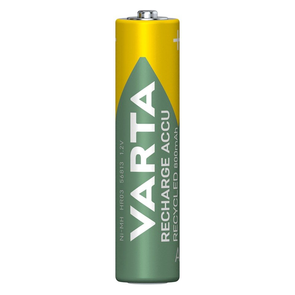 Varta Recharge Recycled AAA-batterier 800 mAh 6-pack