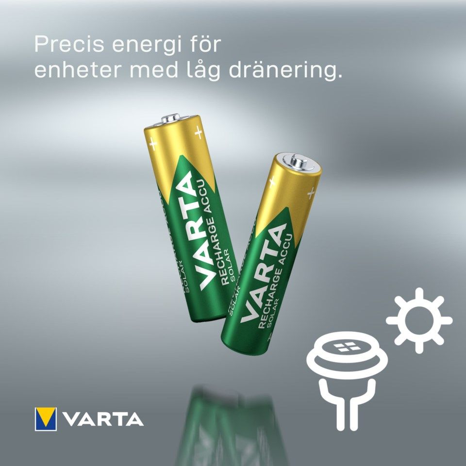 Varta Solar laddningsbara AA-batterier 800 mAh 2-pack