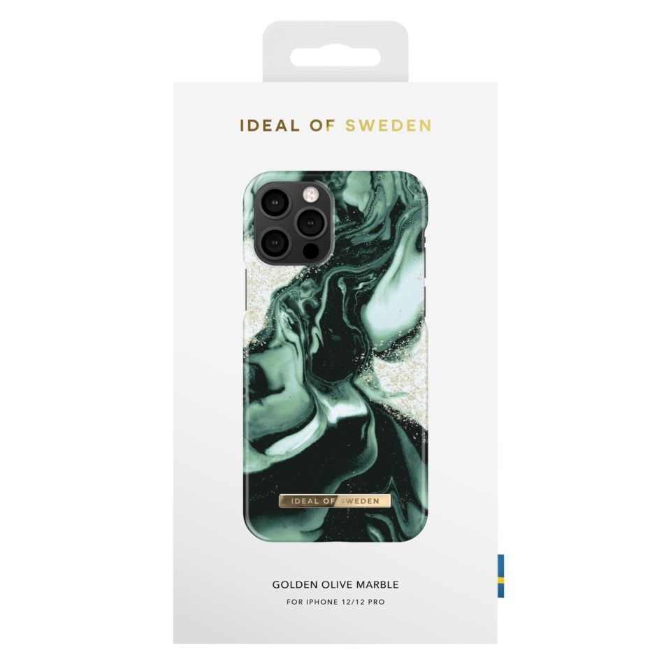 IDEAL OF SWEDEN Mobildeksel for iPhone 12/12 Pro Golden Olive Marble