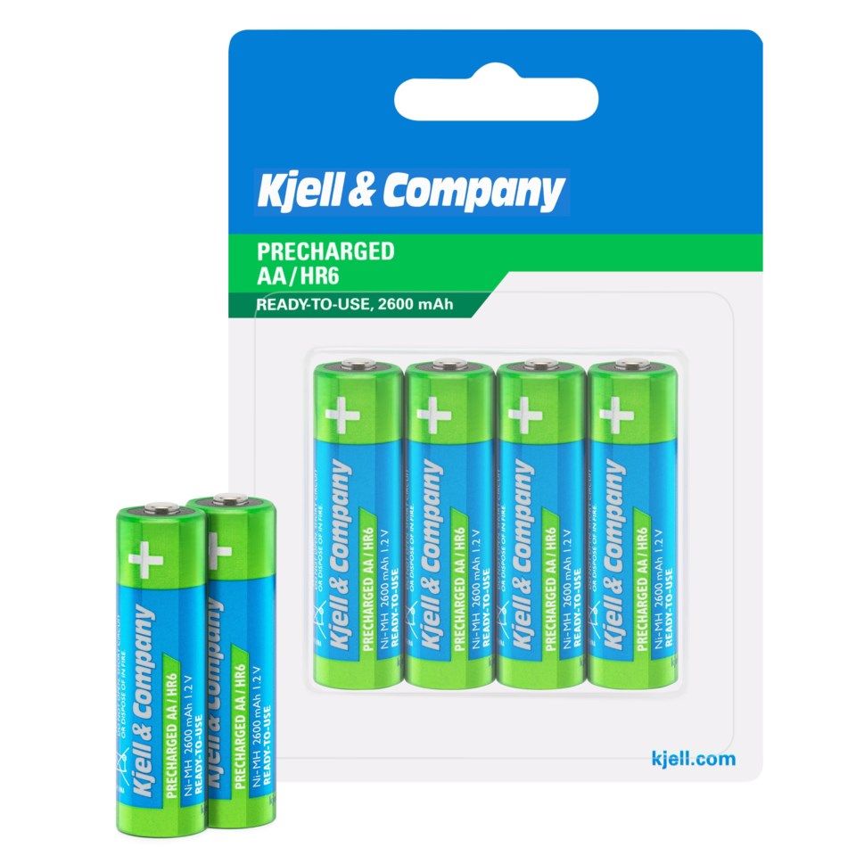 kjell.com | Kjell & Company Laddningsbara AA-batterier 2600 mAh 4-pack