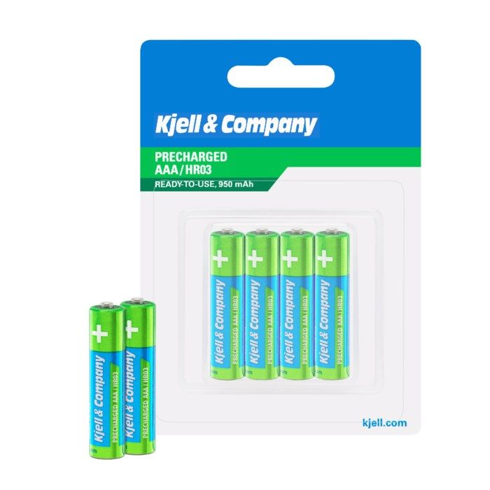 Kjell & Company Laddningsbara AAA-batterier 950 mAh 4-pack