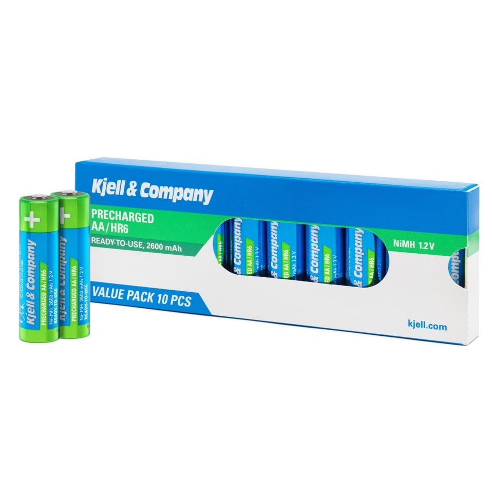 Kjell & Company Oppladbare AA-batterier 2600 mAh 10-pk.