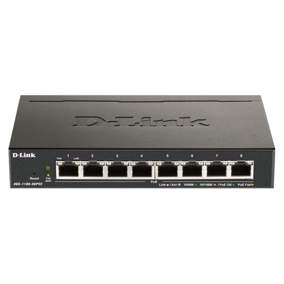 D-link Gigabitswitch 8 porter PoE