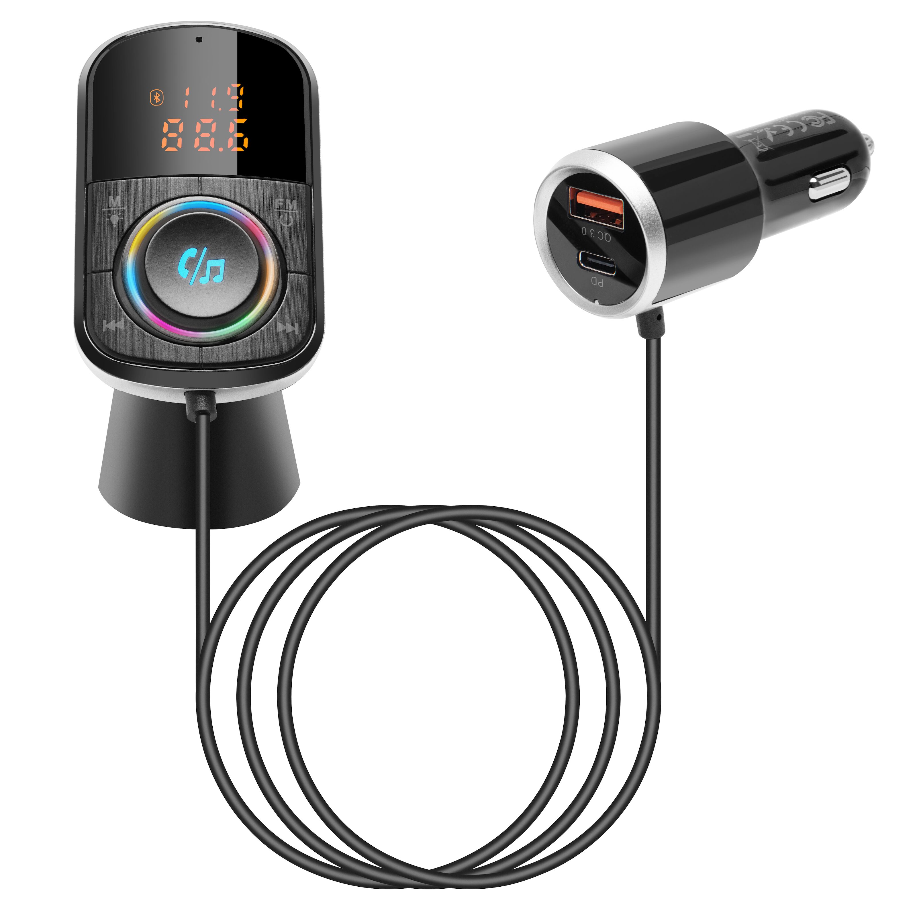 Linocell FMsändare med Bluetooth och snabbladdning Koppla mobilen