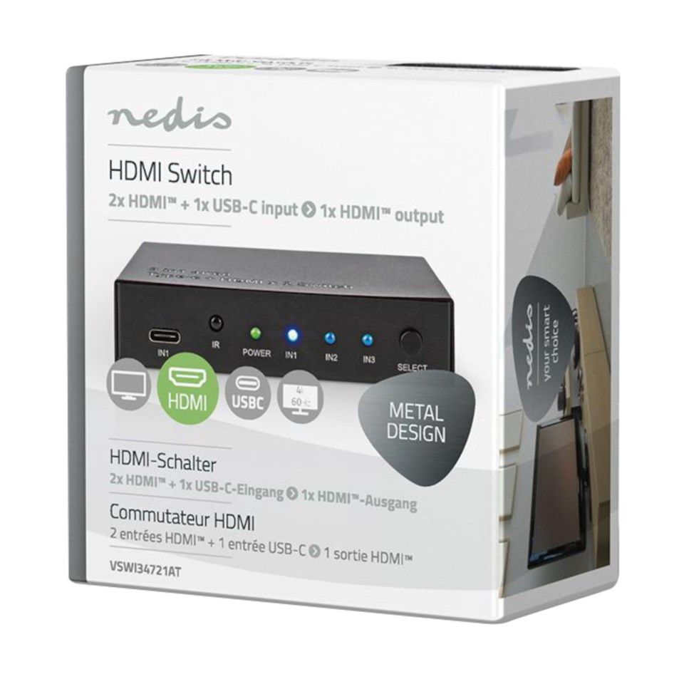 Nedis Automatisk HDMI-switch med USB-C