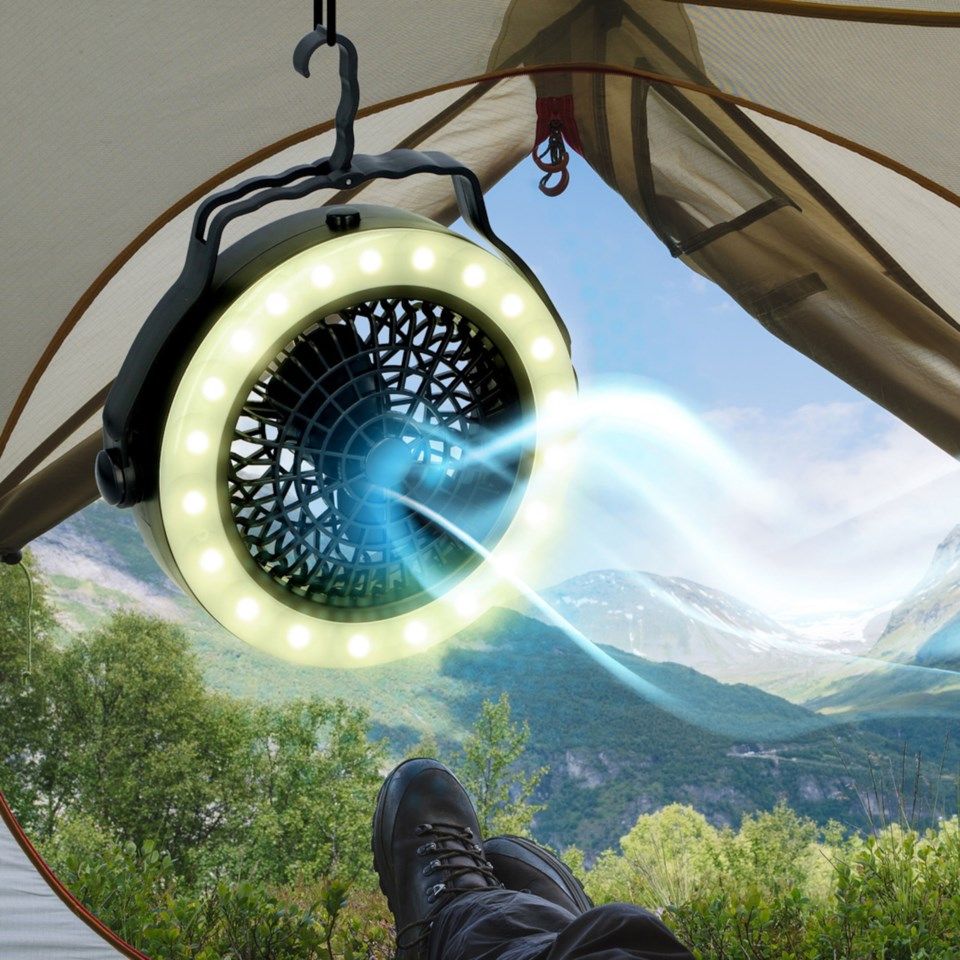 kjell.com | Grundig Campinglampa med inbyggd fläkt