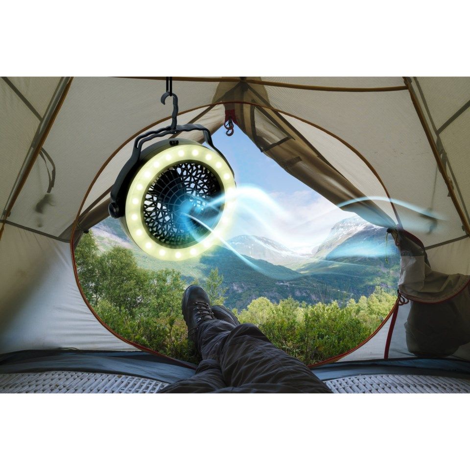 Grundig Campinglampe med innebygd vifte