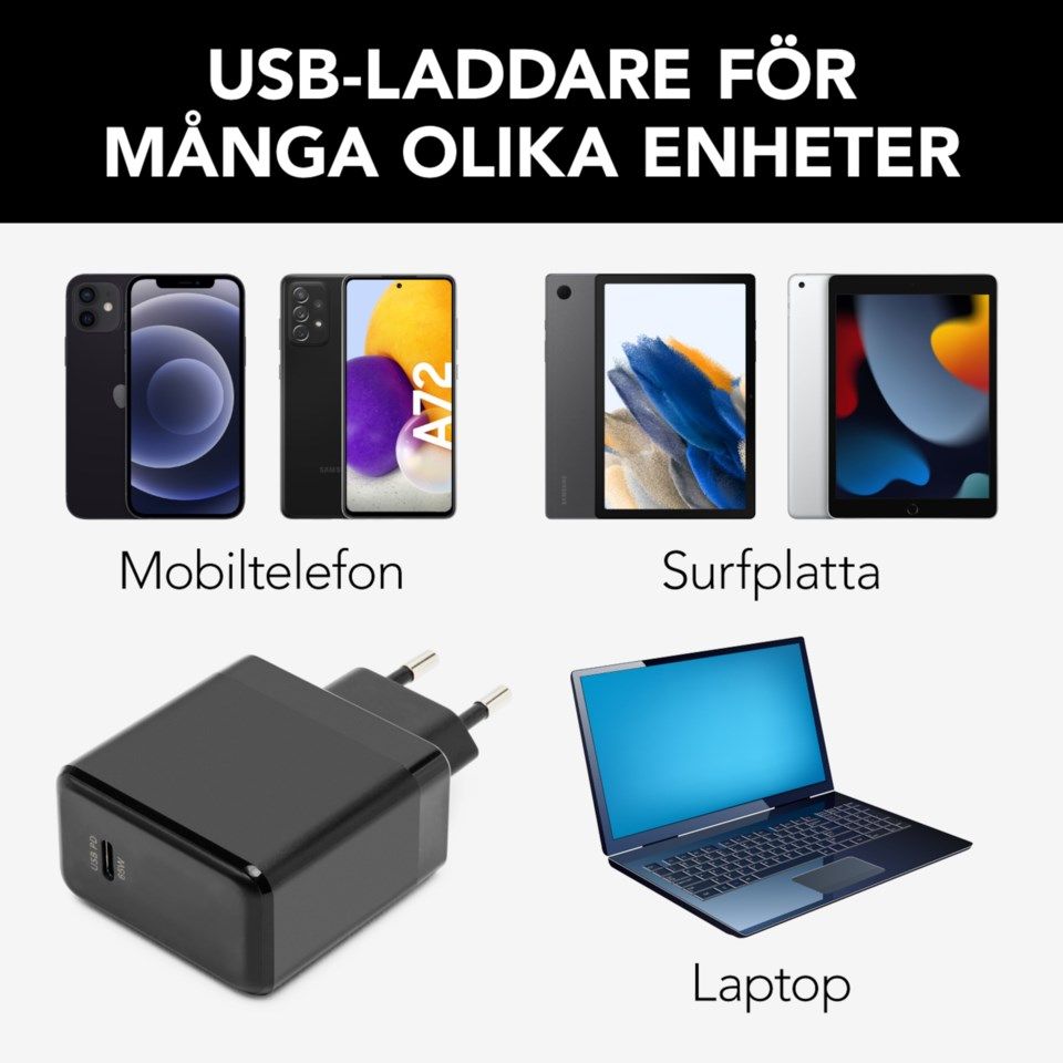 Linocell GaN USB-C Laddare PD 65 W