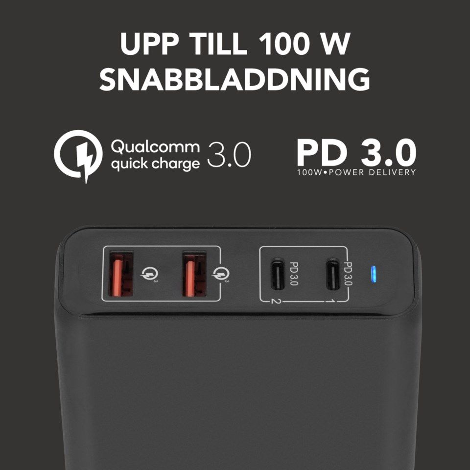 Linocell Premium Charge Multiladdare PD 100 W Svart