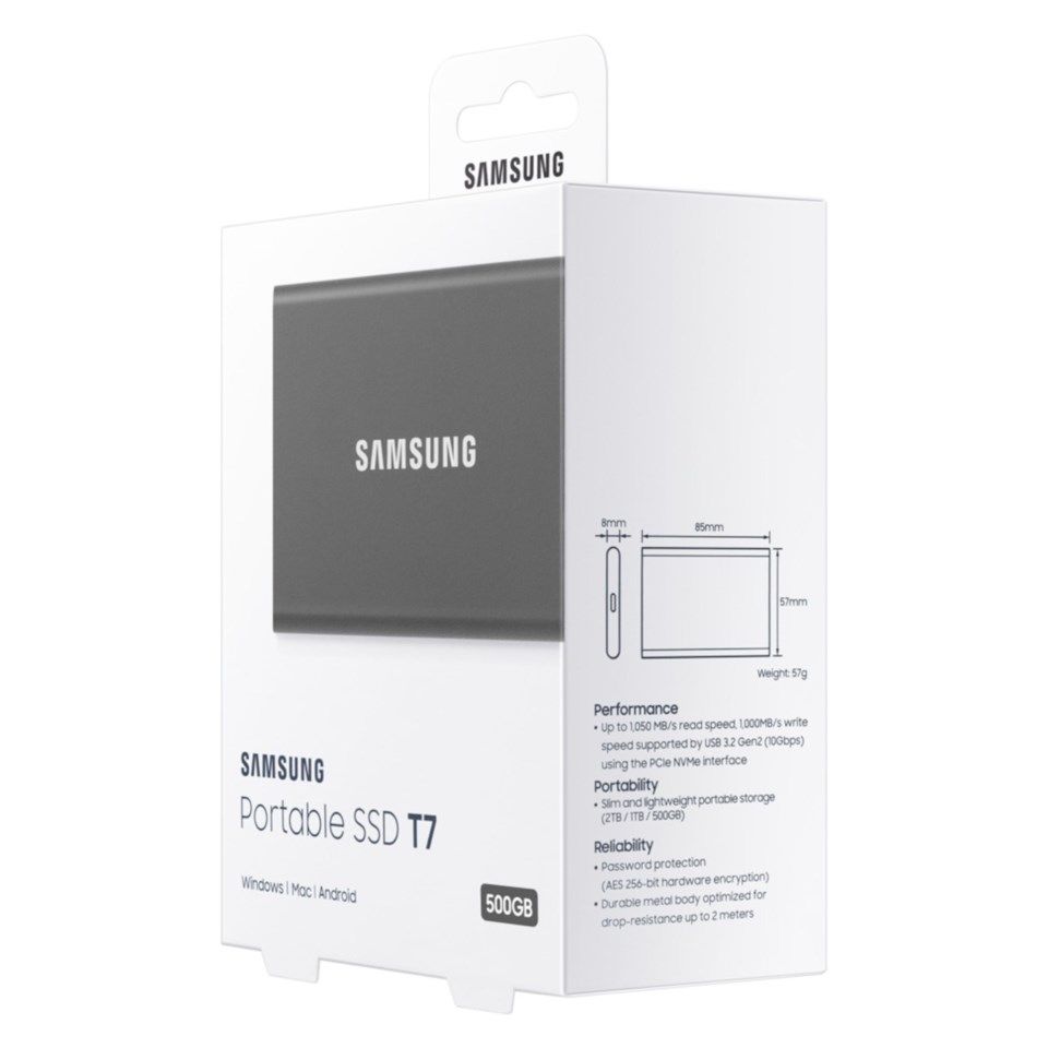Samsung T7 Extern SSD-disk - Externa hårddiskar