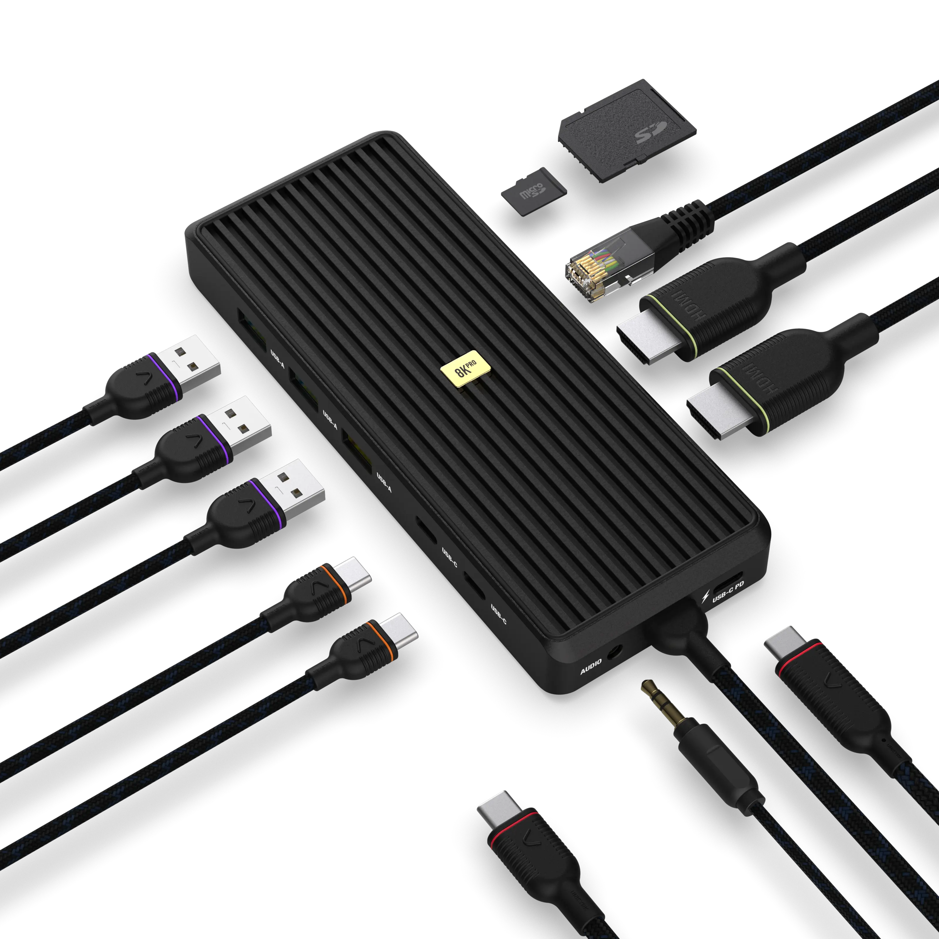 Unisynk USB-C-Hub 12 porter 8K for to skjermer