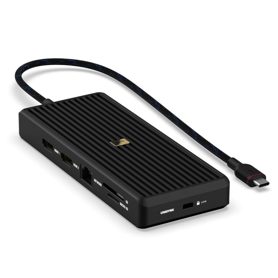 Unisynk USB-C-Hub 12 porter 8K for to skjermer