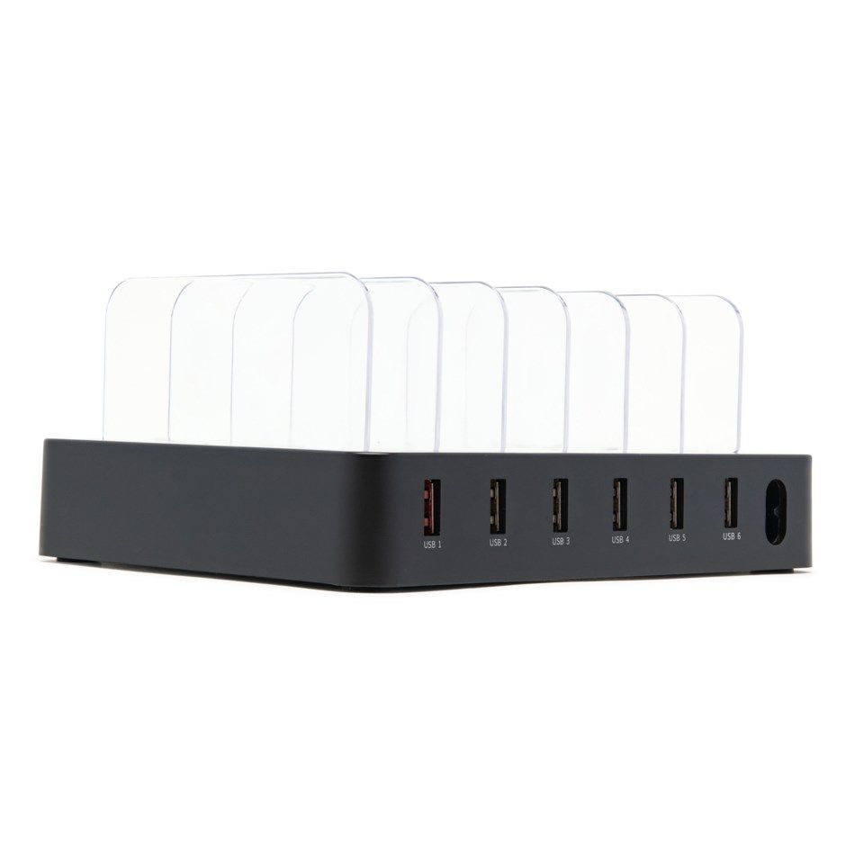 Linocell USB-laddstation med ställfunktion 6 portar