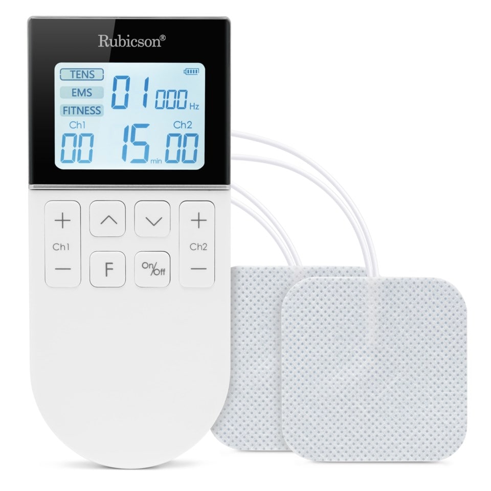 Rubicson TENS/EMS-muskelstimulator med 4 elektrodeplater