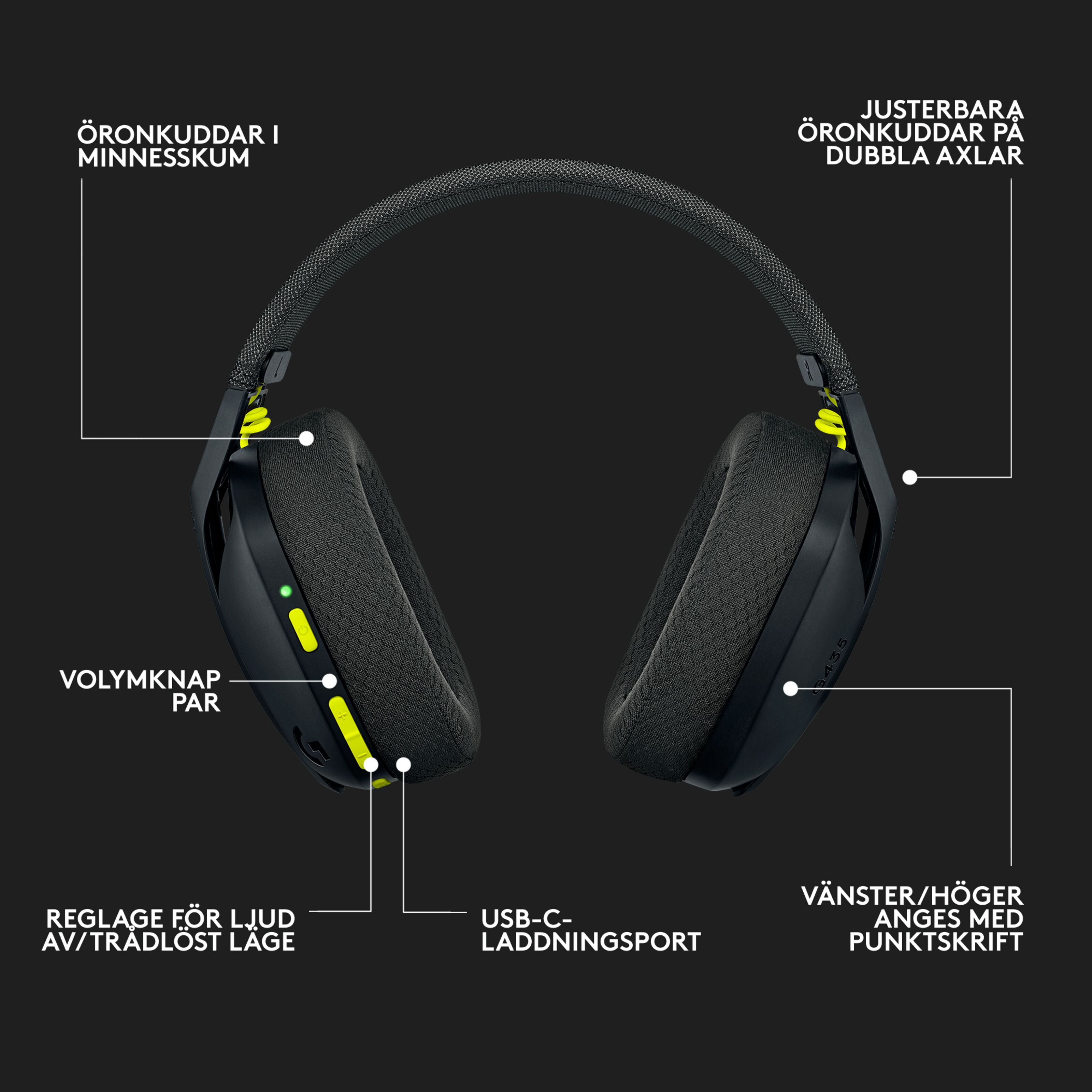 Logitech G 435 Lightspeed Trådlöst gamingheadset Xbox One