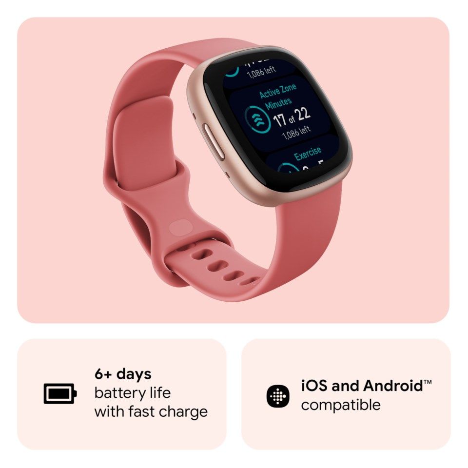 Fitbit Versa 4 Aktivitetsklokke Pink Sand/Copper rose