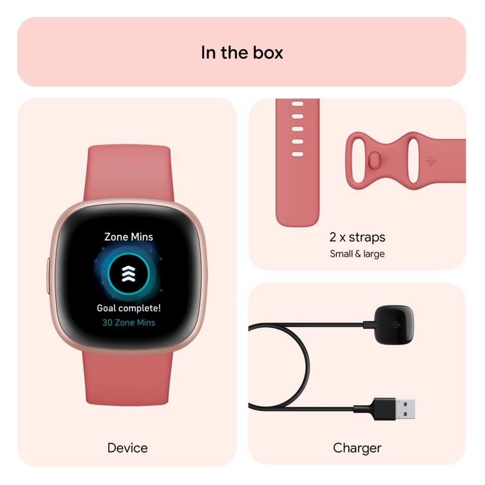 Fitbit Versa 4 Aktivitetsklokke Pink Sand/Copper rose