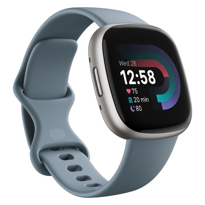 Fitbit Versa 4 Aktivitetsklocka Waterfall Blue/platin