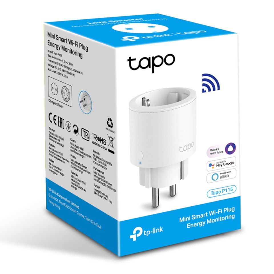 TP-link Tapo P115 Smart Wifi-fjernstrømbryter med energimåling