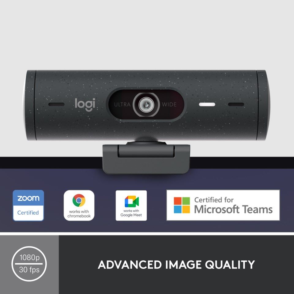 Logitech Brio 500 Webkamera med USB-C-tilkobling Graphite