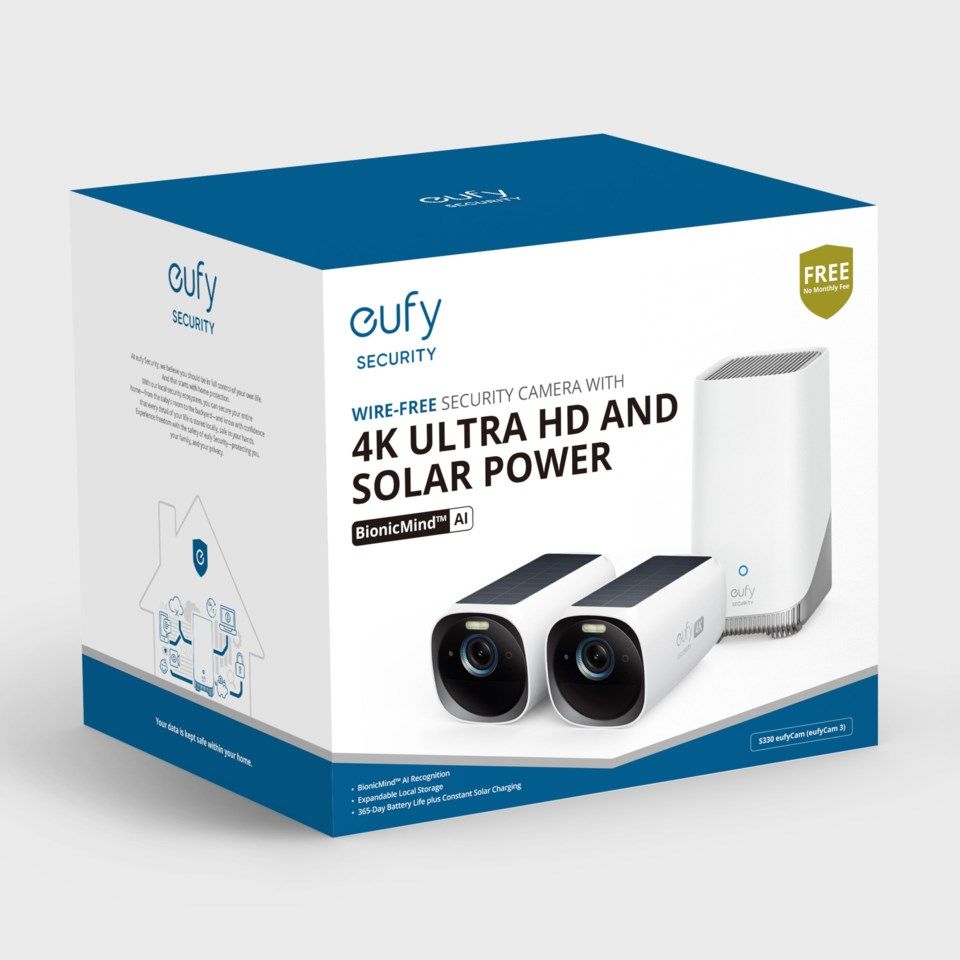 Eufy EufyCam 3 kit med solpanel 2 kameror