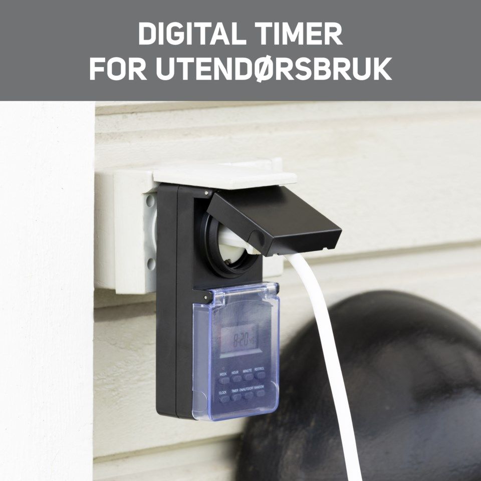 Luxorparts Digital timer 7 døgn for utendørsbruk