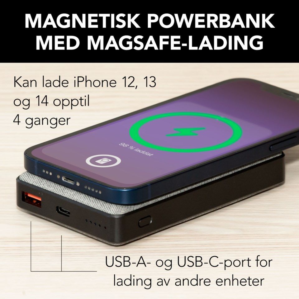 Linocell Magnetisk powerbank 10 000 mAh Grå
