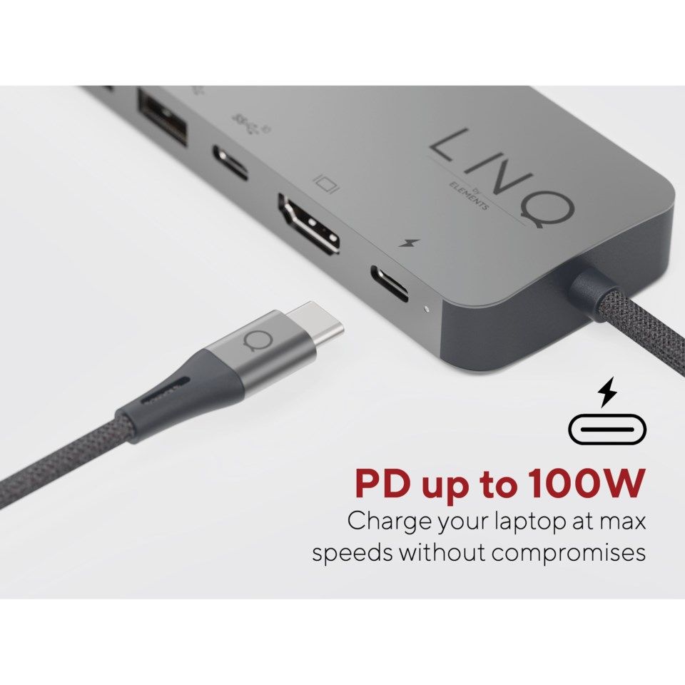 Linq 9in1 Pro Studio Multiadapter for USB-C - 9 tilkoblinger