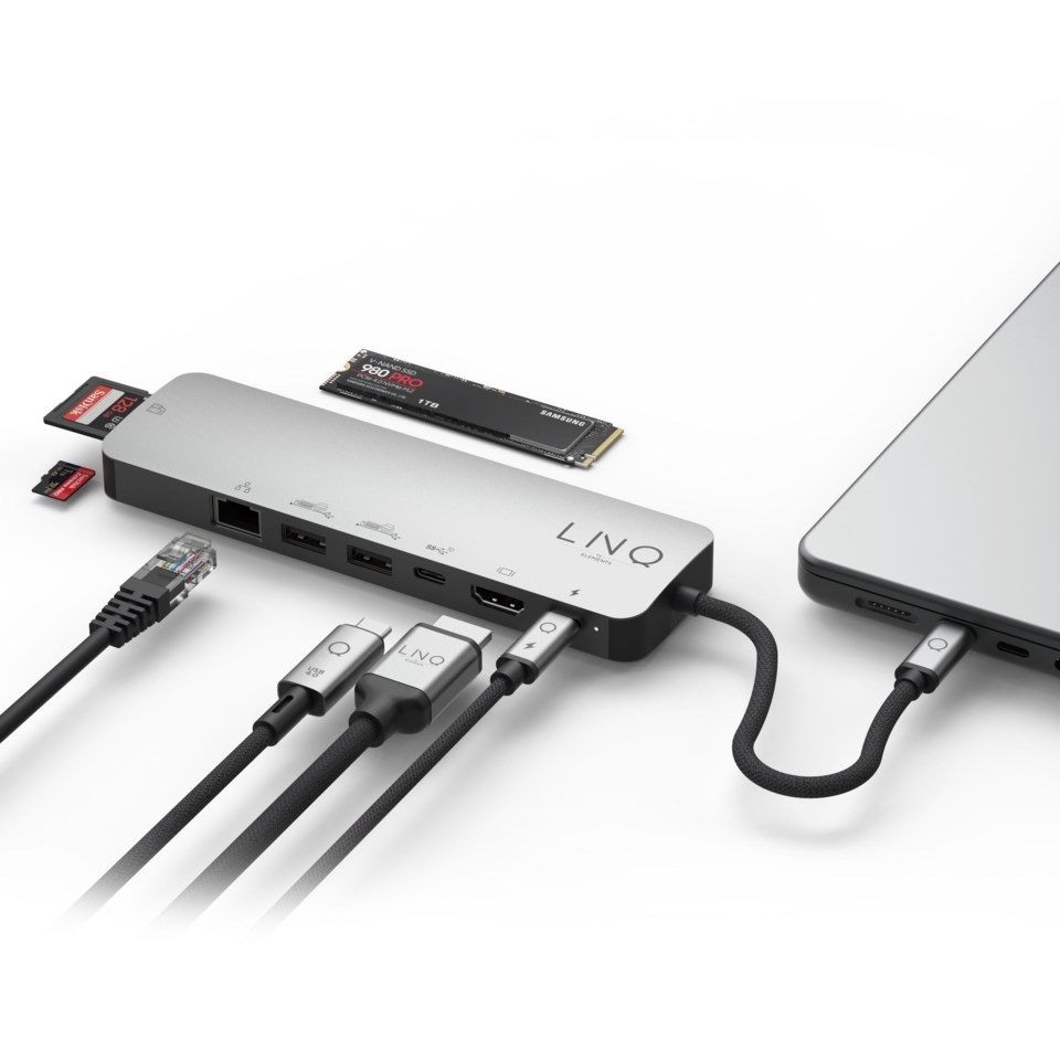 Linq 9in1 Pro Studio Multiadapter for USB-C - 9 tilkoblinger