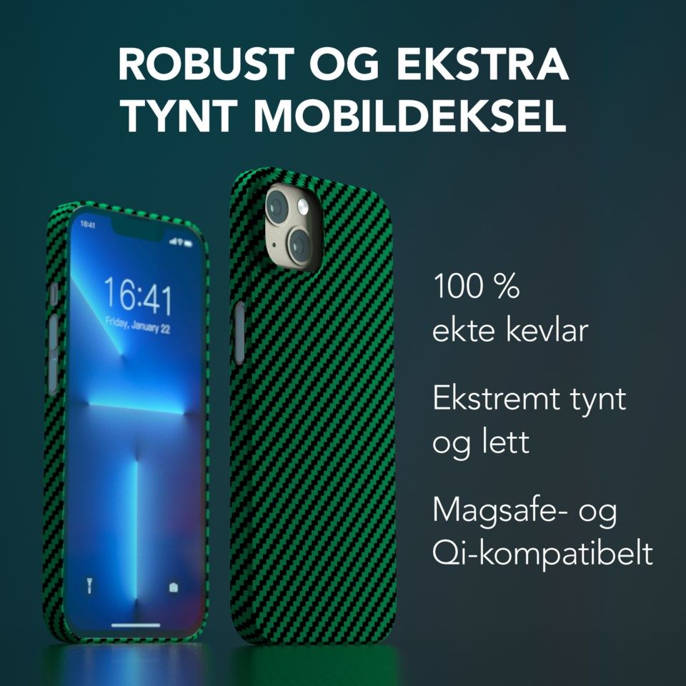 Linocell Premium Kevlar Robust deksel for iPhone 13 Grønn