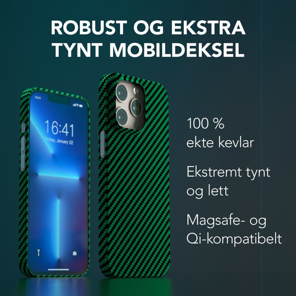 Linocell Premium Kevlar Robust deksel for iPhone 13 Pro Grønn