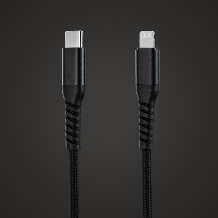 Linocell Premium Kevlar USB-C- till Lightning-kabel Svart 1 m